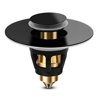 Universal Bathroom Sink Stopper, Basin Pop-up Bathroom Sink Drain Strainer, Bathroom Drain Stopper with Stainless Steel Hair Catcher for 1.1-1.5 Inch Drain(1 PCS, Black) - color: Matte Black