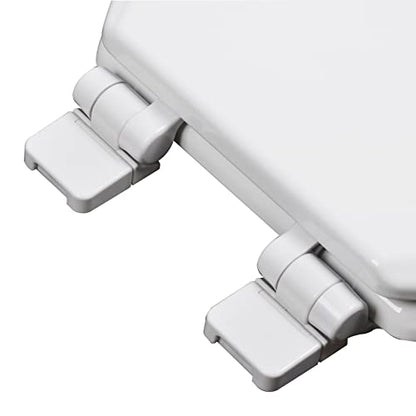 1Q1E7-00 Premium Molded Wood Slow Close Toilet Seat with Vari-Adjust Release ‘N’ Clean Lok-Down Hinge and Quik-Lok Mounting Hardware, Elongated, White