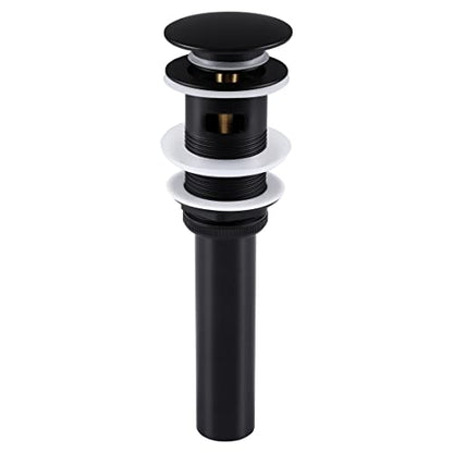 KES Bathroom Sink Drain with Overflow, Pop Up Drain Sink Stopper Matte Black, All Metal Brass and SUS304 Stainless Steel, S2008S62A-BK - color: Matte Black, style: With Overflow (Normal Cap)