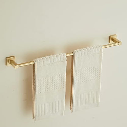 Wall Mounted Towel Rack for Bathroom, 24 Inch Brushed Light Gold Towel Bar with Stainless Rack and Hand Towel Holder, Bathroom Towel Racks and Shower Towel Rack (Gold, 26 Inch) - color: Brushed Light Gold, size: 24In