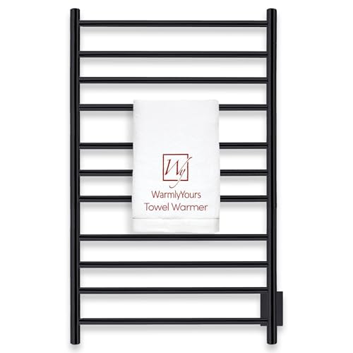 WarmlyYours Malta Heated Towel Rack, 11-Bar Electric Towel Warmer for Bathroom, Hardwired Wall-Mounted, Heated Drying Rack, Matte Black - Luxurious, Spa-Like Warm Towels for Your Bathroom - color: Matte Black (11 Bars)
