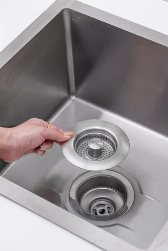 Kitchen Sink Drain Strainer Stopper,Fits 3-1/2 Inch | 3-in-1 pop-up sink stopper catches food scraps,holds water,and helps seal the drain,2 Pack