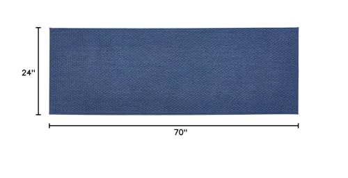 TYUU Bathroom Runner Rugs, Long Bath Mat Runner Washable Thin Quick Dry Low Pile Bathroom Runner Rugs Non Slip, Navy Blue 24"x70" - color: Navy Blue, size: 2' X 5'10" (Runner)