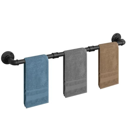 Industrial Pipe Towel Rack Towel Bar, Heavy Duty Wall Mounted Rustic Farmhouse Bath Towel Holder for Bathroom (Black, 42 inch) - color: Black, size: 42 inch