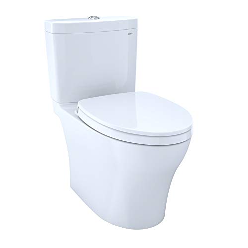TOTO Aquia IV WASHLET+ Two-Piece Elongated Dual Flush 1.28 and 0.9 GPF Toilet with CEFIONTECT, Cotton White - MS446124CEMGN#01