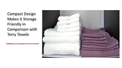 Bath Towel Set Waffle Organic Cotton GOTS Certified Burgundy Super ABSORBANT & Quick Dry NO SOFTENERS Environment Friendly 1xBATH 58x30.5, 2xHAND 29x20, 4xFACE 12x12INCH - color: Burgundy