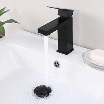 KES Bathroom Sink Drain with Overflow, Pop Up Drain Sink Stopper Matte Black, All Metal Brass and SUS304 Stainless Steel, S2008S62A-BK - color: Matte Black, style: With Overflow (Normal Cap)