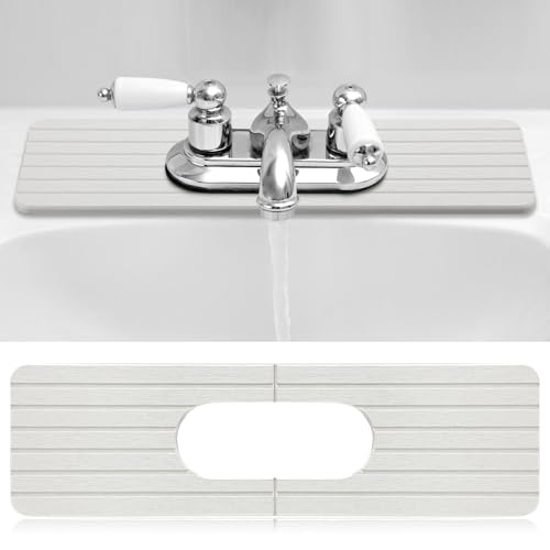 Teenyyou an Oval Hole White Faucet Mat Kitchen Sink 17.32" x 4.6" | Bathroom Faucet Absorbent Mat, Diatomite Splash Guard, Quick Drying Drip Catcher, Hole 6.22" x 2.28" - color: White, style: an Oval Hole