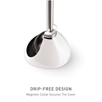 simplehuman Toilet Plunger with Holder Set, Magnetic Drip-Free Cover, Narrow Flange for Modern Low-Flow Toilets, Hidden Dome Storage, Stainless Steel, White - color: White, style: Toilet Plunger