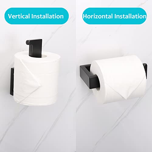 TocTen Toilet Paper Holder-Bathroom Tissue Holder Fit Big Roll Paper, Toilet Paper Roll Holder Wall Mounted Made of Thicken 304 Stainless Steel, Suitable for Bathroom, Kitchen, Office (5.9 in, Black) - color: Matte Black-square