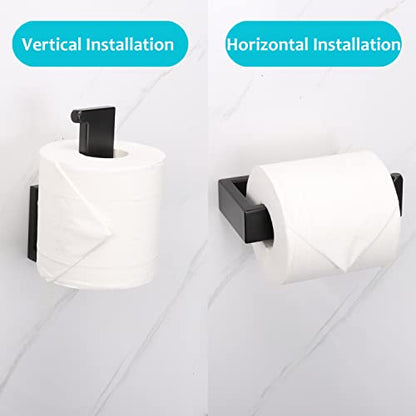 TocTen Toilet Paper Holder-Bathroom Tissue Holder Fit Big Roll Paper, Toilet Paper Roll Holder Wall Mounted Made of Thicken 304 Stainless Steel, Suitable for Bathroom, Kitchen, Office (5.9 in, Black) - color: Matte Black-square