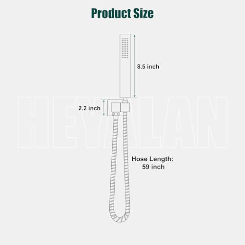 Heyalan Hand-held Shower Head Set-SUS304 Handheld Shower, Brushed Nickel | SUS304 stainless steel wand, curved-style design, single rain spray, 59-inch long hose and standard 1/2-inch connection - color: Brushed Nickel, style: Curved Style