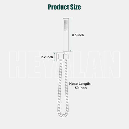 Heyalan Hand-held Shower Head Set-SUS304 Handheld Shower, Brushed Nickel | SUS304 stainless steel wand, curved-style design, single rain spray, 59-inch long hose and standard 1/2-inch connection - color: Brushed Nickel, style: Curved Style
