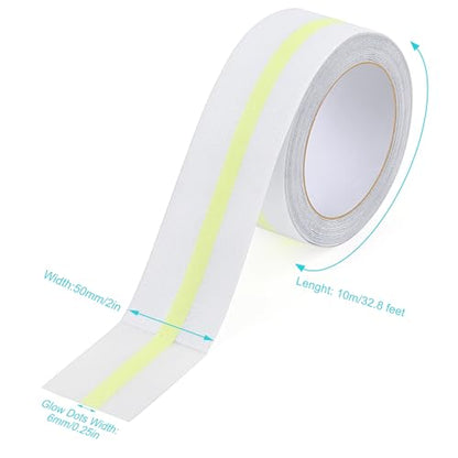 Qingluan Anti Slip Tape, Waterproof Self Adhesive Glow Green Transparent 2" x32.8Ft Grip Tape - color: Transparent Glow in The Dark Green, size: 2 Inch x 32.8ft