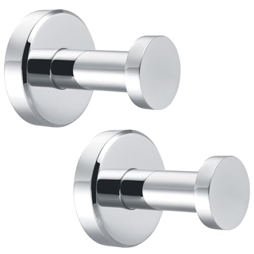 Angle Simple Polished Chrome Bathroom Towel Hook, Coat Towel Holder, 2 Pack | SUS304 Stainless Steel, Kitchen Laundry Robe Wall Hook, Hold Clothes Hat Bag, Screw Mount - color: Polished Chrome, size: 2 Pack