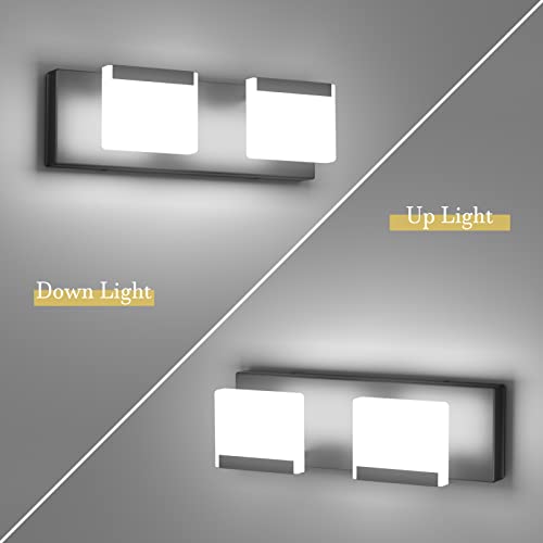 Ralbay Matte Black Vanity Light 2 Lights Bathroom Vanity Lights Acrylic LED Modern Black Bathroom Light Fixtures - color: Black, size: 2-Light