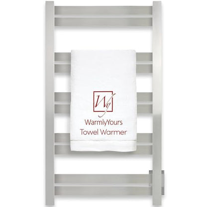 WarmlyYours Grande Heated Towel Rack, 10 Bars, Brushed Stainless Steel | Wall-mounted electric towel warmer rack and dryer, 120V hardwired, flat heated bars for towels and bathrobes - color: Brushed Stainless Steel, size: 10 Bars