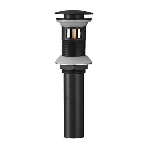 15/8" Bathroom Faucet Vessel Vanity Sink Pop Up Drain Assembly Stopper | Fits Bathroom Standard Sink Hole 1-1/2" to 1-3/4" Matte Black Plug With Overflow Push & Seal by Homevacious - color: Matte Black, style: With Overflow