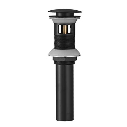 15/8" Bathroom Faucet Vessel Vanity Sink Pop Up Drain Assembly Stopper | Fits Bathroom Standard Sink Hole 1-1/2" to 1-3/4" Matte Black Plug With Overflow Push & Seal by Homevacious - color: Matte Black, style: With Overflow