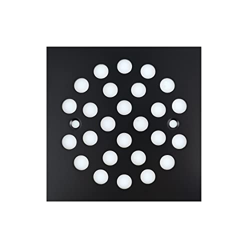 4-1/4 Inch Screw-in Square Floor Drain Cover Replacement Shower Grates with Screws (Black) - color: Black