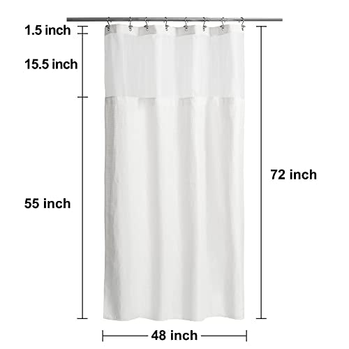 N&Y HOME 48 x 72 Waffle Weave Shower Curtain with Snap-in Liner Set White | 12 Metal Hooks Included, Snap on/off Fabric Liner, Hotel Style & Mesh Top Window, Machine Washable, 48x72 Shower Stall Size - color: White, size: 48"W x 72"L (Pack of 1)