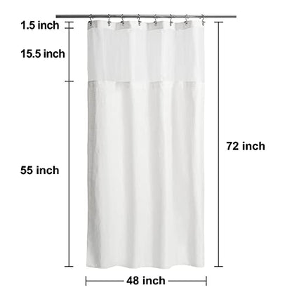 N&Y HOME 48 x 72 Waffle Weave Shower Curtain with Snap-in Liner Set White | 12 Metal Hooks Included, Snap on/off Fabric Liner, Hotel Style & Mesh Top Window, Machine Washable, 48x72 Shower Stall Size - color: White, size: 48"W x 72"L (Pack of 1)