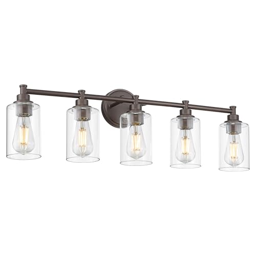 FEMILA 32" Bathroom Light Fixtures, Oil Rubbed Bronze Vanity Light, 5 Light Bathroom Lights Over Mirror, 4FYC56B-5W ORB - color: Oil-Rubbed Bronze, size: 32.3"