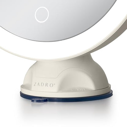 Lighted Wall Mounted Suction Cup Makeup Mirror with 10X Magnification - color: Neutral