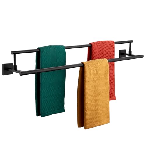 KOKOSIRI Bathroom Towel Bars 36-Inch Double Towel Rails Matte Black Towel Holder Overlength for Kitchen Toilet Stainless Steel B5009BK-L36 - color: Matte Black, size: 36-Inch