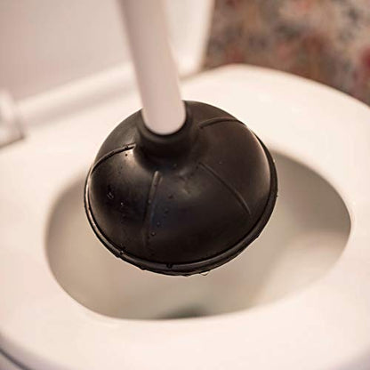 Plumb Craft Toilet and Drain Plunger with Holder Combo, Black/White