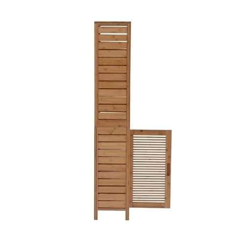 Pemberly Row Tall Bamboo Linen Cabinet, 61.75 in Height, 6-Shelf Tower, Natural Brown Finish, Solid Bamboo Construction, Versatile Storage for Bathroom or Home Organization