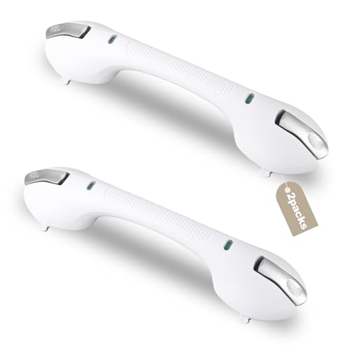 Shower Grab Bar 2 PCS Suction Grab Bars for Bathtubs and Showers, Shower Handle Removable Shower Handrails for Kids, Bathroom Safety Grip Waterproof(Silver) - color: Silver-