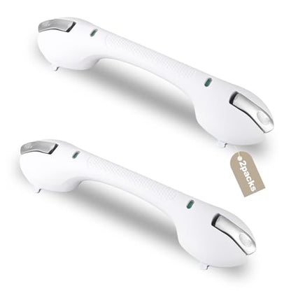Shower Grab Bar 2 PCS Suction Grab Bars for Bathtubs and Showers, Shower Handle Removable Shower Handrails for Kids, Bathroom Safety Grip Waterproof(Silver) - color: Silver-