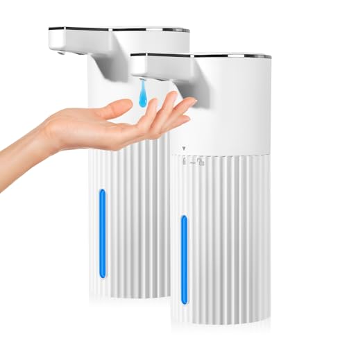 Monstake 2 Pack Automatic Soap Dispenser, Touchless Rechargeable | 4 Gears Adjustable Liquid Hand Dish Soap Dispenser for Kitchen Sink Bathroom White