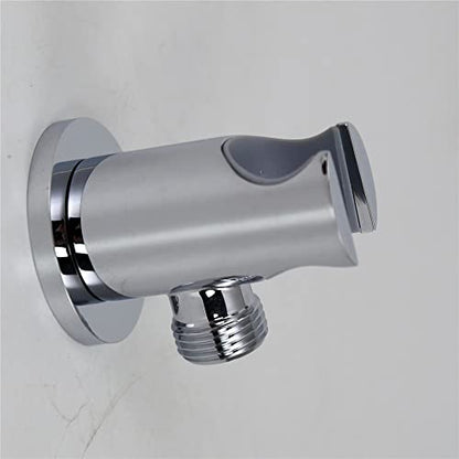 Hand Held Shower Head Holder Hose Connector Shower Wand Holder Wall Mount Handheld Shower Handle Sprayer Holder Shower Hose Adapter Shower Elbow with Spray Head Bracket 1/2 NPT Female Thread Chrome - color: Chrome