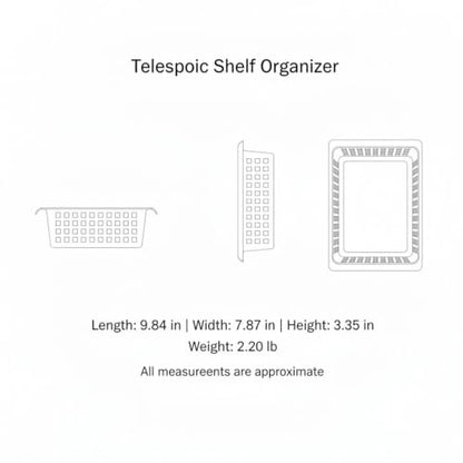 Telescopic Shelf Organizer, Adjustable Stainless Steel Cabinet Divider for Under Sink, Kitchen, Bathroom, and Closet Storage - size: 9.84 x 7.87 x 3.35 in