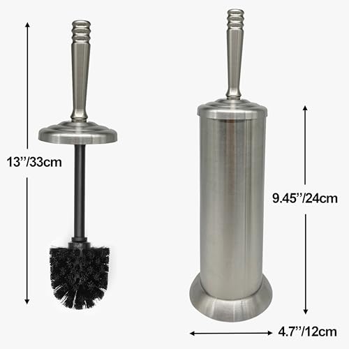 Brushed Nickel Toilet Bowl Brush with Holder, Durable Bathroom Cleaning Tool, Modern Design for Easy Toilet Maintenance, Bathroom Cleaner Brush for Efficient Cleaning and Hygiene - color: Nickel 3