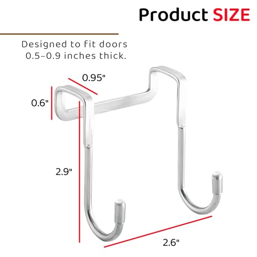 Over Cabinet Door Hook & Wardrobe Door Hook, Stainless Steel Hanging Hooks for Towels, Bags, Clothes – Bathroom Door Hooks for Towels, Kitchen Cabinet Hooks, Wardrobe Hooks, Dorm Room Hangers (4PCS)