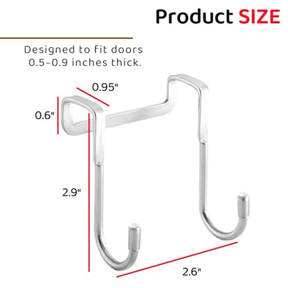 Over Cabinet Door Hook & Wardrobe Door Hook, Stainless Steel Hanging Hooks for Towels, Bags, Clothes – Bathroom Door Hooks for Towels, Kitchen Cabinet Hooks, Wardrobe Hooks, Dorm Room Hangers (4PCS)