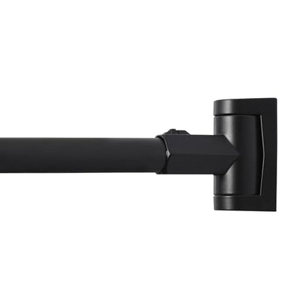 JS Jackson Supplies Single Curved Shower Rod, Metal Construction, Adjustable Between 36 to 61 Inches, Aluminum Rods and Zinc Mounting Hardware, Quality Modern Bathware, Black Finish - color: Black