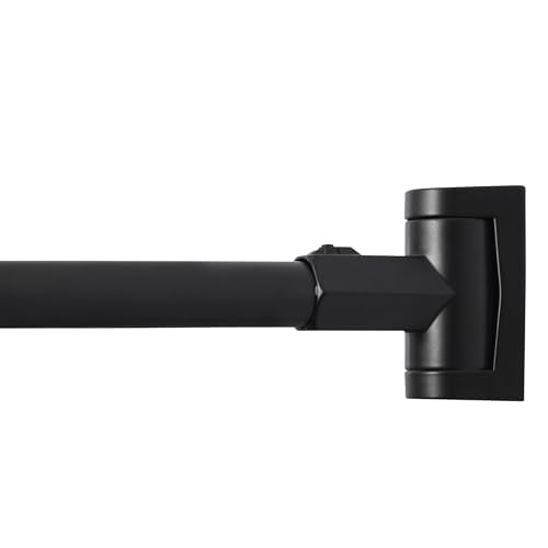 JS Jackson Supplies Single Curved Shower Rod, Metal Construction, Adjustable Between 36 to 61 Inches, Aluminum Rods and Zinc Mounting Hardware, Quality Modern Bathware, Black Finish - color: Black