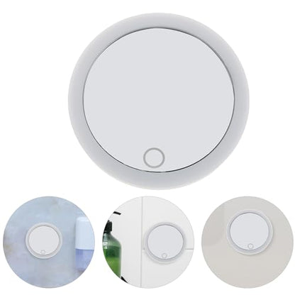Magnifying LED Makeup Mirror 4-inch with 10x Magnification Rechargeable Lighted Travel Mirror with 3 Suction Cups for Bathroom Vanity and Dressing Table