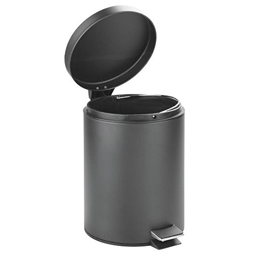 InterDesign 5-Liter Steel Step Waste Can with Bucket Insert – Matte Gray 5L - color: Matte Gray, style: Pack of 1