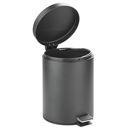 InterDesign 5-Liter Steel Step Waste Can with Bucket Insert – Matte Gray 5L - color: Matte Gray, style: Pack of 1