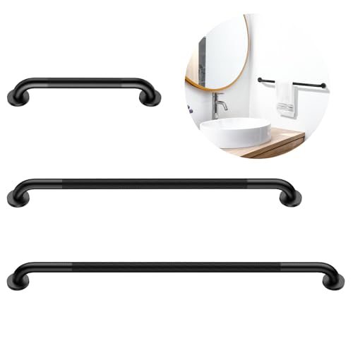 Munzong 3 Pack Bathroom Grab Bar for Commercial 18" 36" 42" Black | Shower Grab Bar Bundle1.25" Diameter Handicap Balance Bar Anti Slip Safety Hand Rail for Elderly Injury Senior Assist - color: Black, size: 18",36",42"