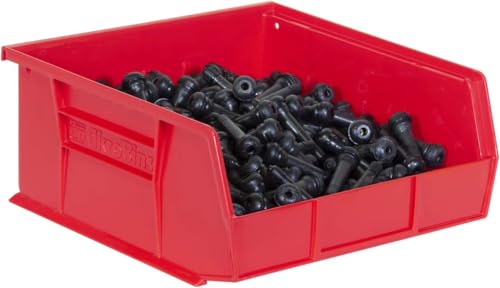 Akro-Mils 30235 AkroBins Plastic Storage Bins, 11"x11"x5", Red, 6-Pack | Space-Saving Stackable Bins for Garage, Pantry, Craft Organization - color: Red
