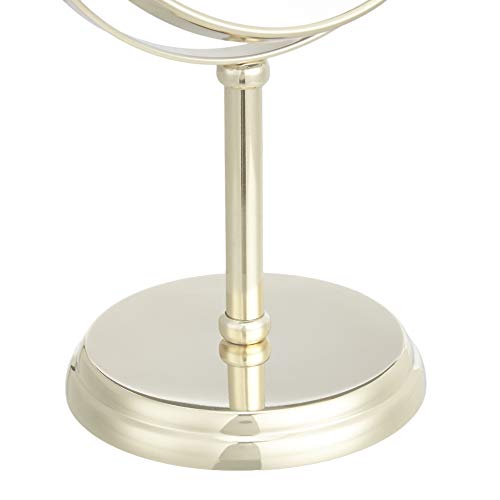 Amazon Basics 360° Rotation Double Sided Vanity Mirror, 1X/5X Magnification, Tabletop Mount, Iron Frame, 7.2"L x 4.92"W, Gold