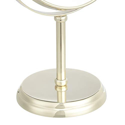 Amazon Basics 360° Rotation Double Sided Vanity Mirror, 1X/5X Magnification, Tabletop Mount, Iron Frame, 7.2"L x 4.92"W, Gold