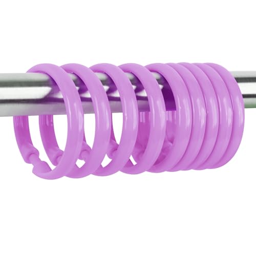 Purple Shower Curtain Hooks - 12 Pcs Circular Plastic Shower Curtain Rings for Bathroom - O Shaped Purple Shower Hooks Rings for Shower Curtain Rod - color: Purple