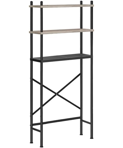 HOOBRO Over the Toilet Storage, 3-Tier Over Toilet Bathroom Organizer, Freestanding Above Toilet Shelf with Adjustable Feet, Space Saving, Easy Assembly, Greige and Black BG63TS01 - color: Greige + Black